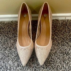 Nude Lace and Leather 👠 Heels Size 11 W